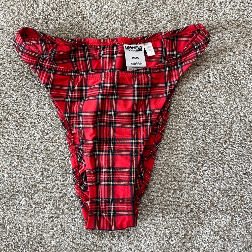 Vintage Moschino plaid bikini.